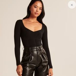 abercrombie and fitch AF black corset sweetheart sweater knit black body suit XS